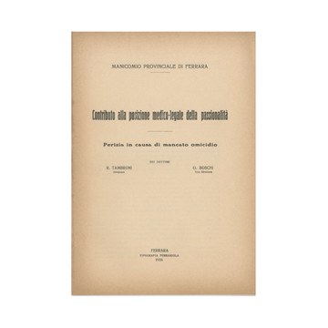 Gaetano Boschi è Vice Direttore del Manicomio Provinciale, diretto da Ruggero Tambroni